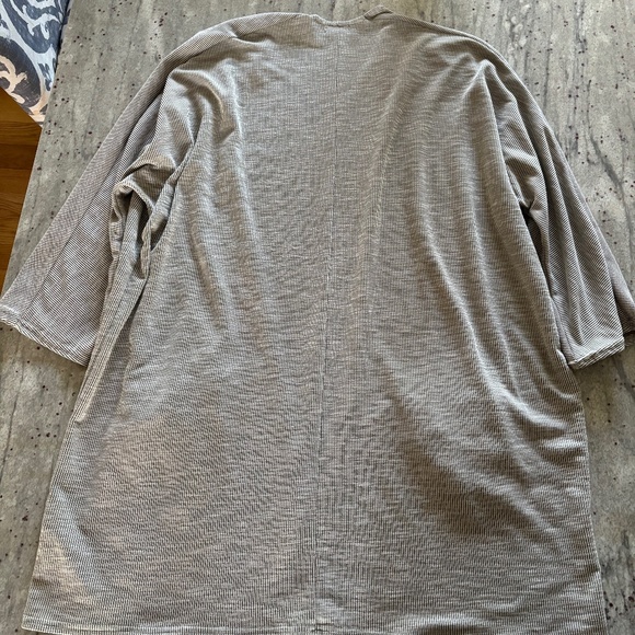 Anthropologie Donni Cardigan Rib Sweater Gray Open Front Striped, Tallie Unique - Picture 5 of 6